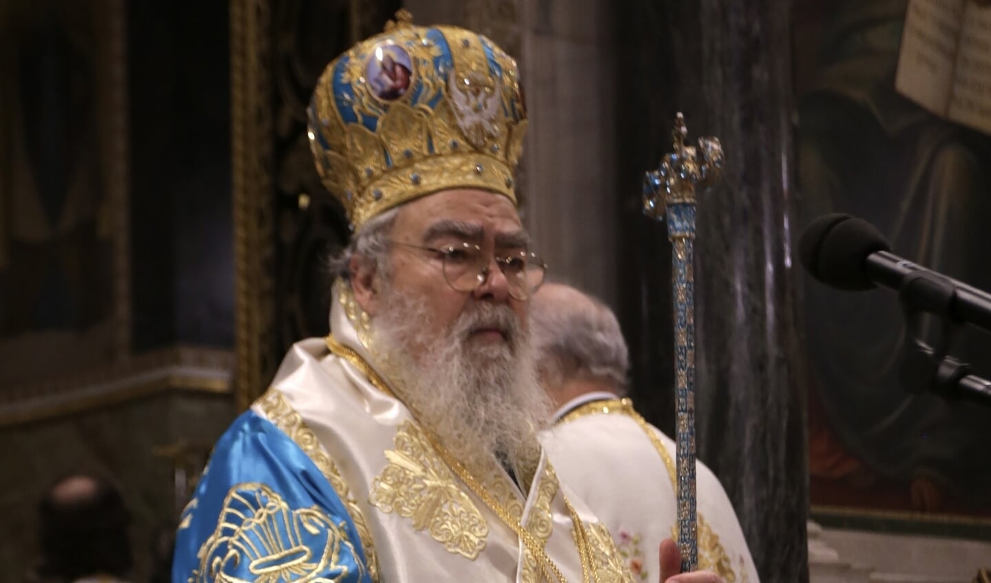 De Grieks-orthodoxe metropoliet Chrysostomos, bisschop van Dodoni.