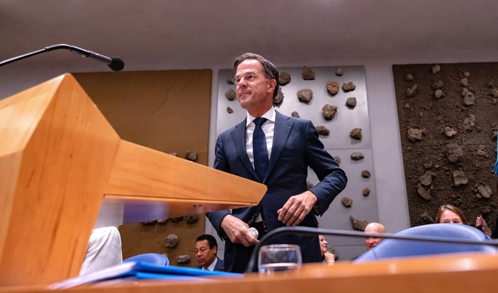 Premier Mark Rutte tijdens de Algemene Politieke Beschouwingen.  (beeld anp / Dirk hol)