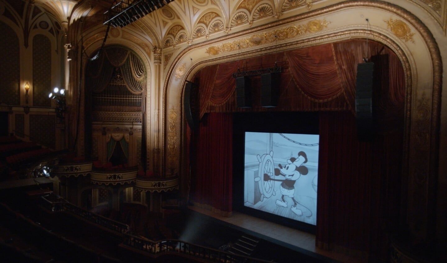 Mickey Mouse in Steamboat Willie.