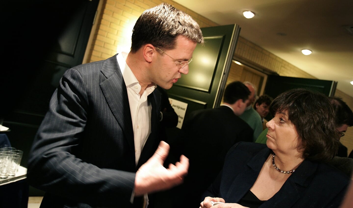 Mark Rutte en Rita Verdonk in 2006 tijdens een VVD-partijraad in Ermelo.