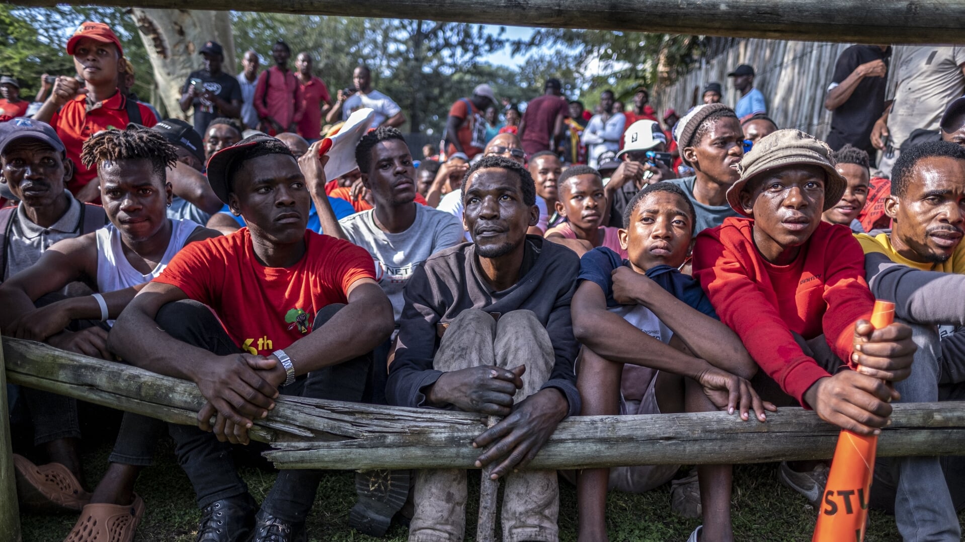 Aanhangers van de EFF verzamelden zich maandag voor 'de revolutie' in de binnenstad van Pretoria.