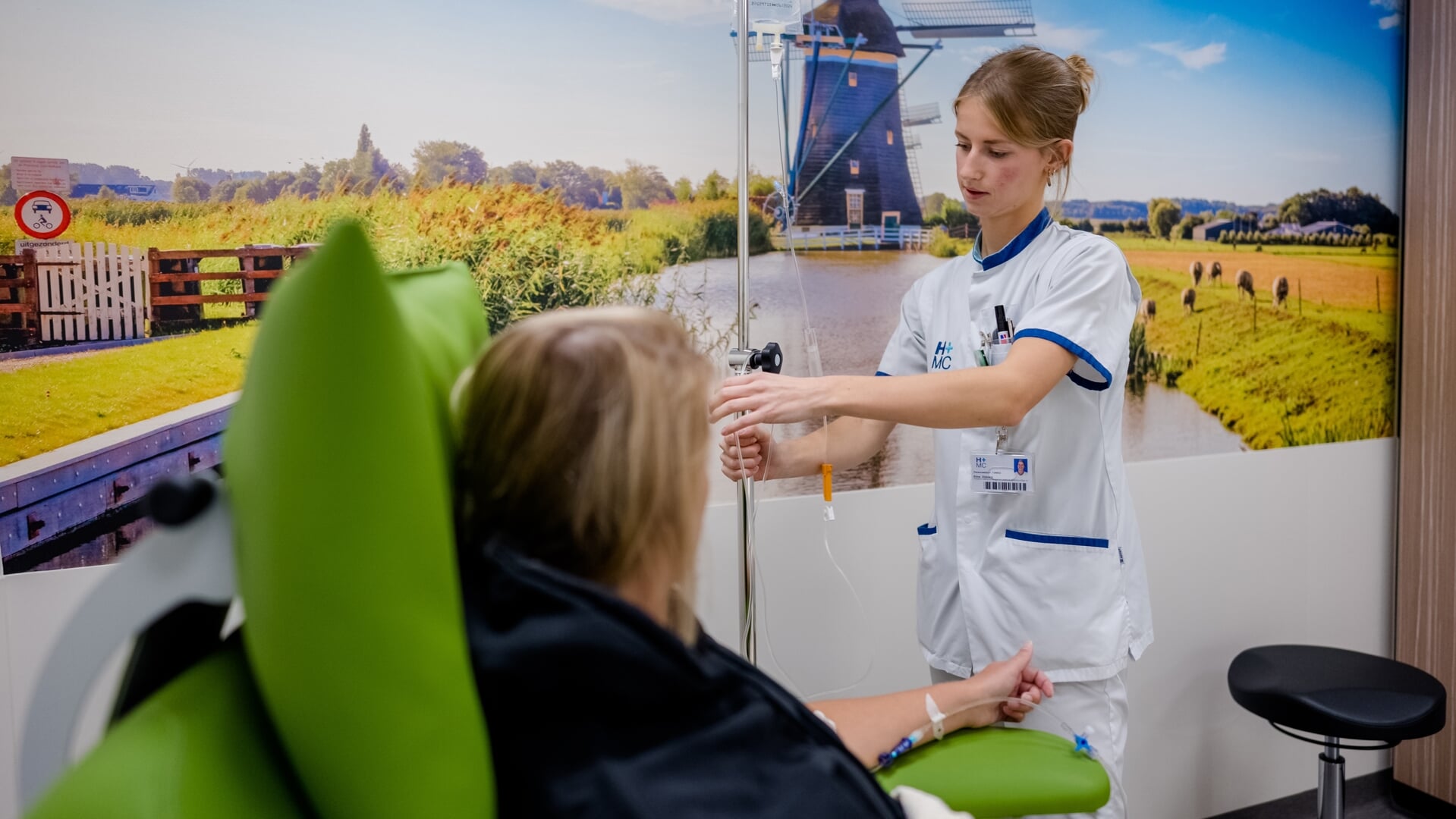 Een behandeling op de afdeling oncologie.