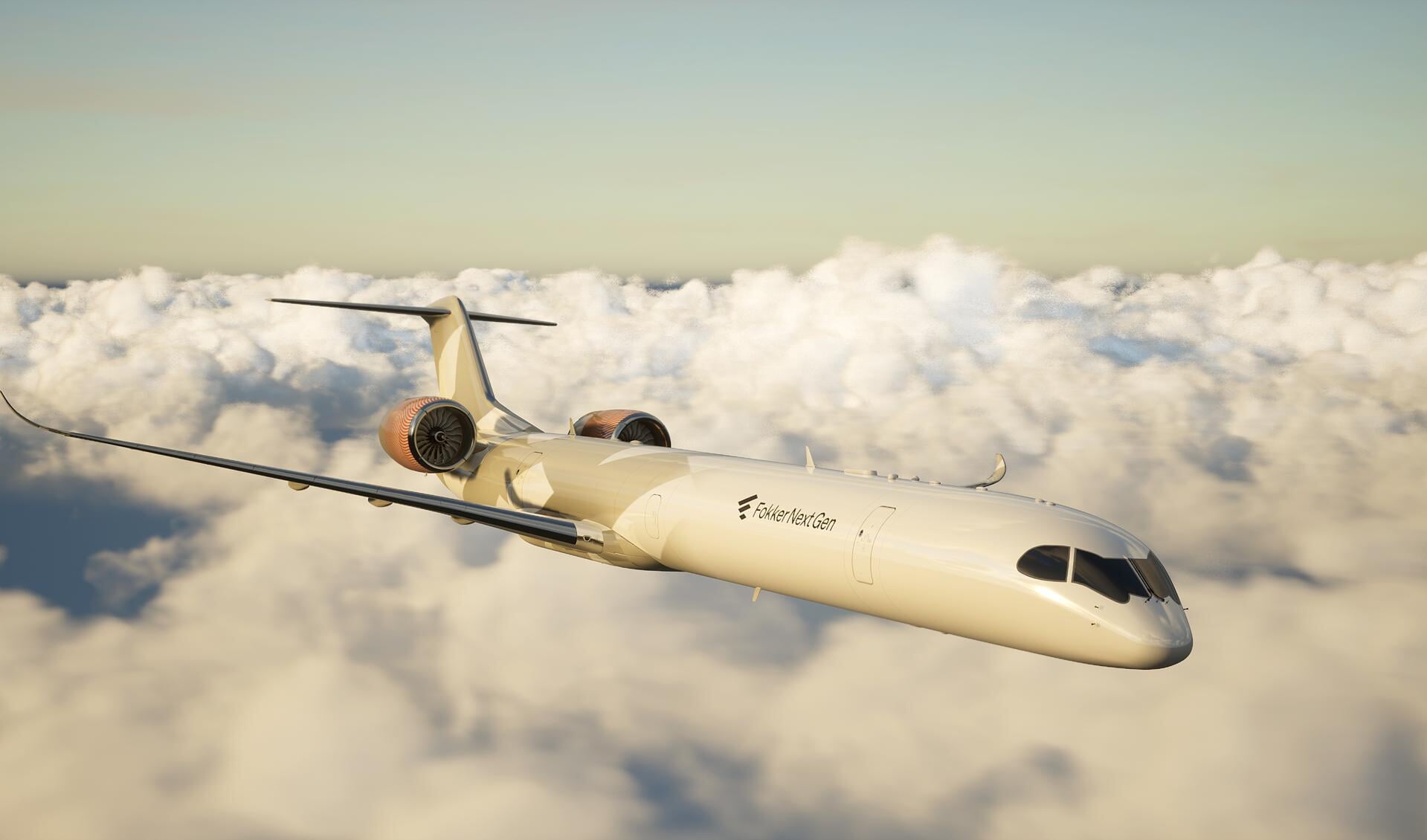 Studiemodel van de nieuwe Fokker op waterstof.