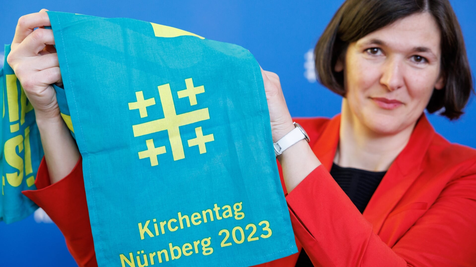 Algemeen-secretaris Kristin Jahn van de Kirchentag presenteert het programma voor de editie-2023.