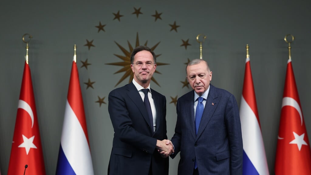 Rutte en Erdogan afgelopen vrijdag in Istanbul.