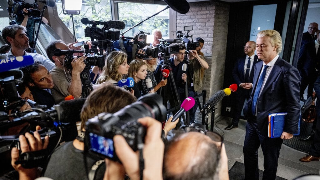 PVV-leider Geert Wilders woensdag kort na het bereiken van het onderhandelaarsakkoord.