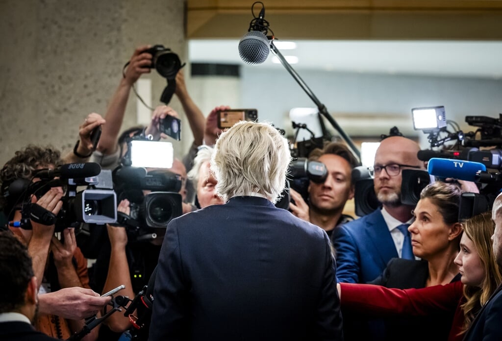 PVV-leider Geert Wilders reageert op de voorlopige uitslagen van de verkiezing van de Nederlandse leden voor het Europees Parlement.