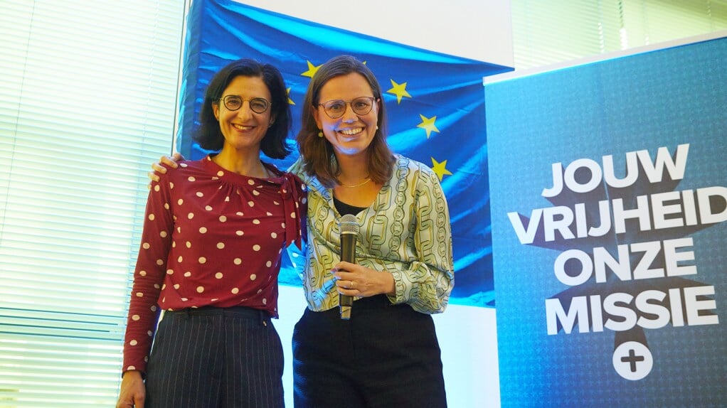 Europees christenUnie-lijsttrekker Anja Haga en partijleider Mirjam Bikker. De partij haalt waarschijnlijk geen zetel bij de Europese verkiezingen. 