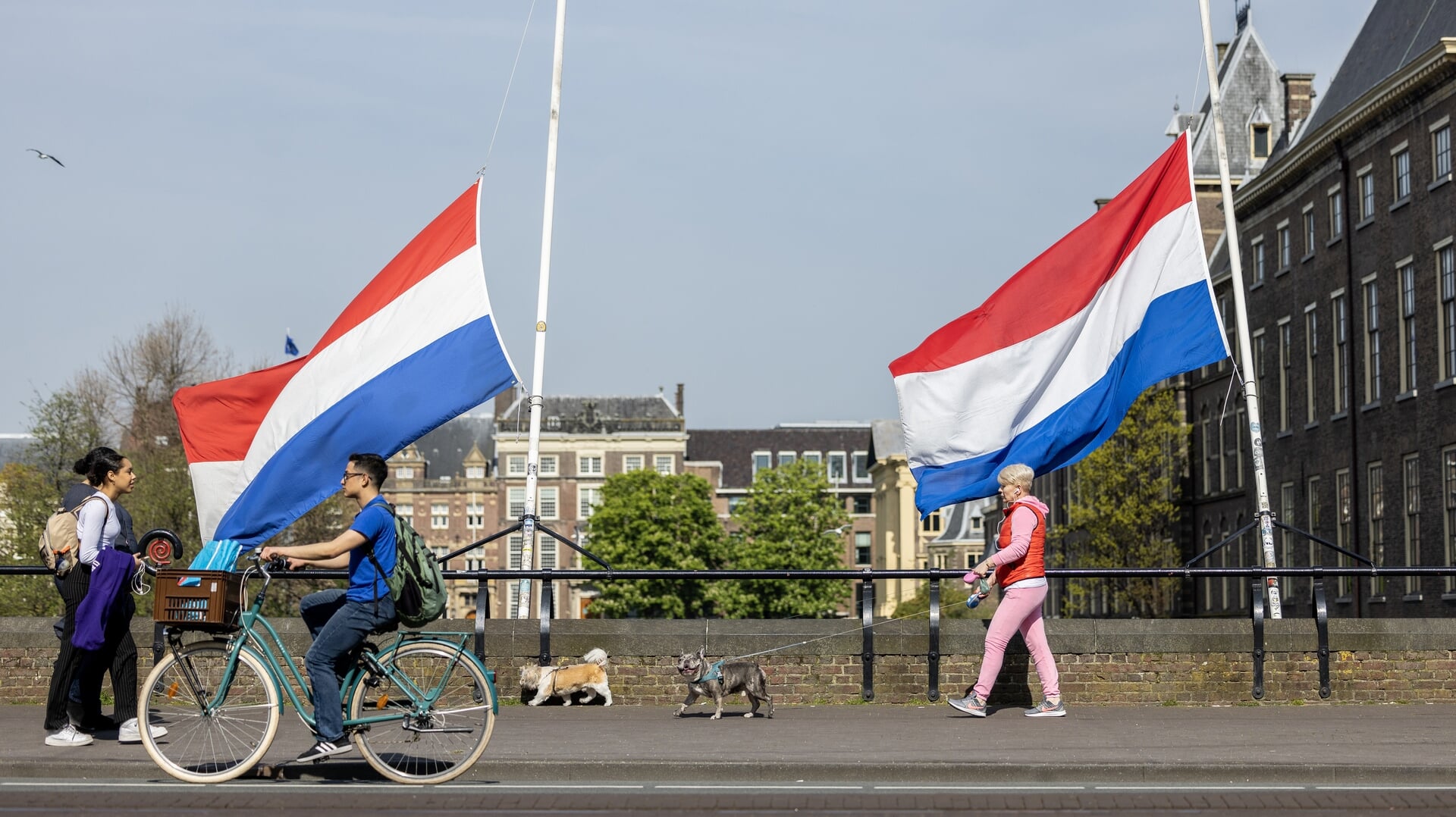 Vlaggen halfstok in Den Haag voor Dodenherdenking.