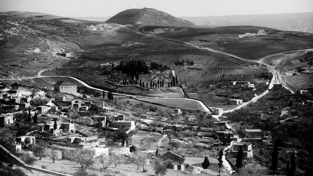 Mount Tabor, Holy Land, photograph made from Nazareth, circa 1900-1920.