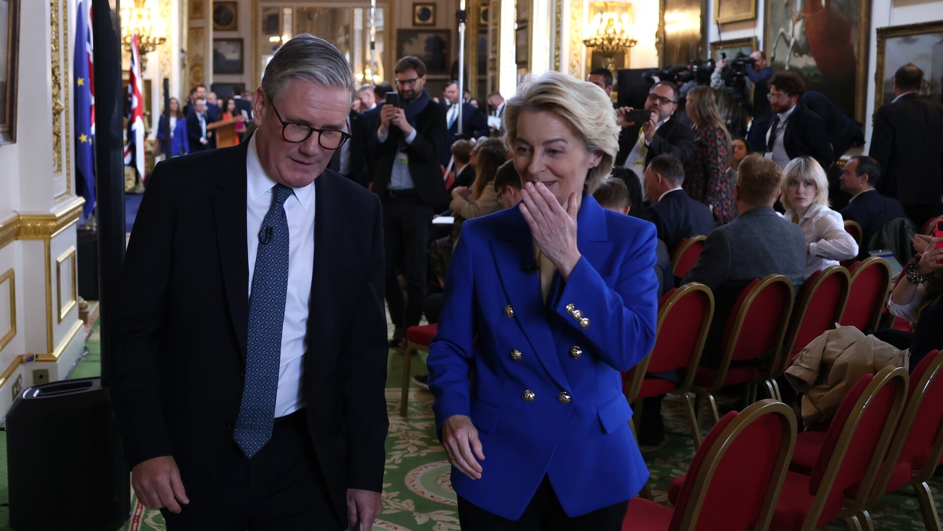 De Britse premier Keir Starmer ontvangt Europese Commissie-voorzitter Ursula von der Leyen.