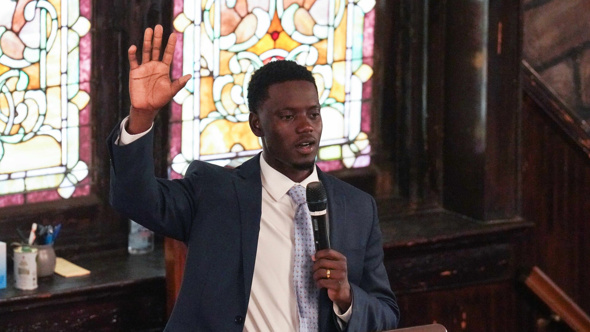 Chris Singleton sprak afgelopen woensdag bij de herdenking van de schietpartij in Charleston, waarbij zijn moeder en acht anderen omkwamen.