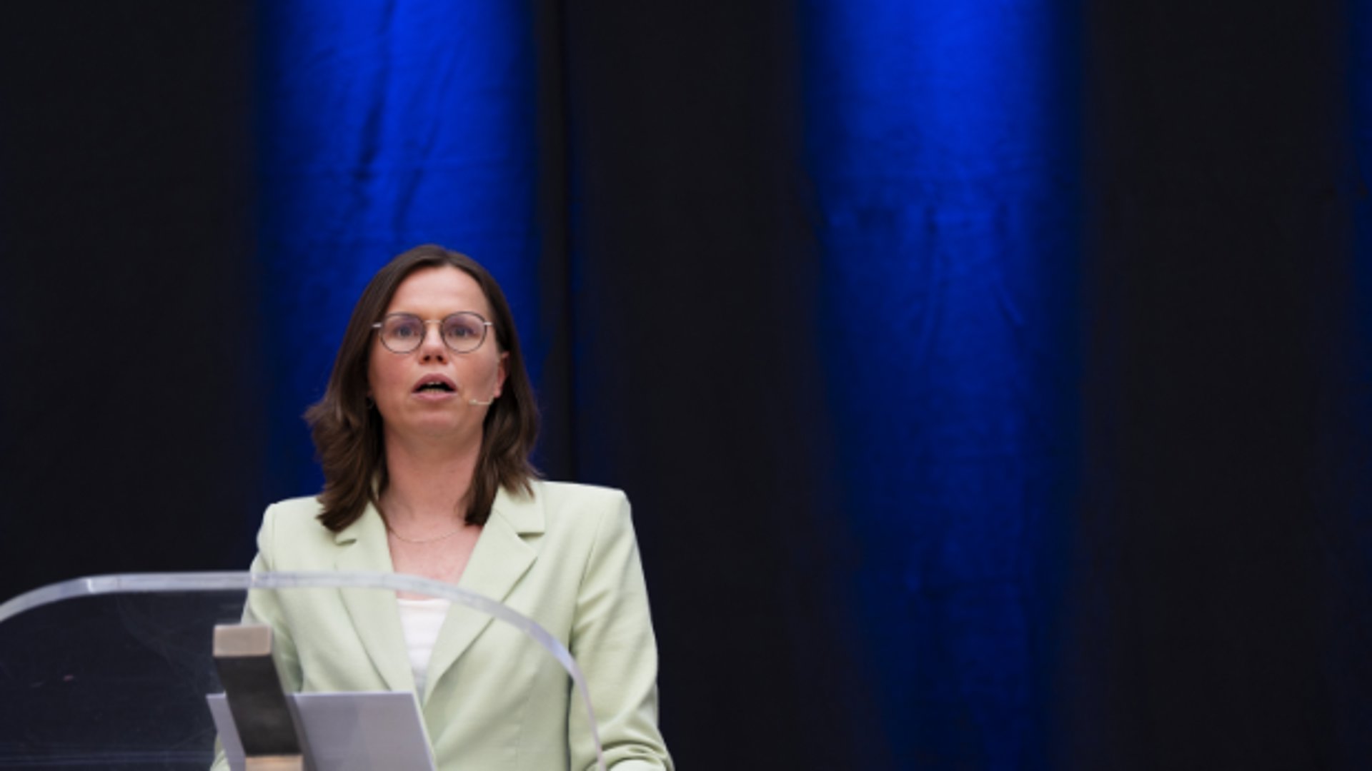 ChristenUnie lijsttrekker Mirjam Bikker tijdens het partijcongres afgelopen zaterdag. Een motie voor een kritischer Israël-koers werd verworpen.