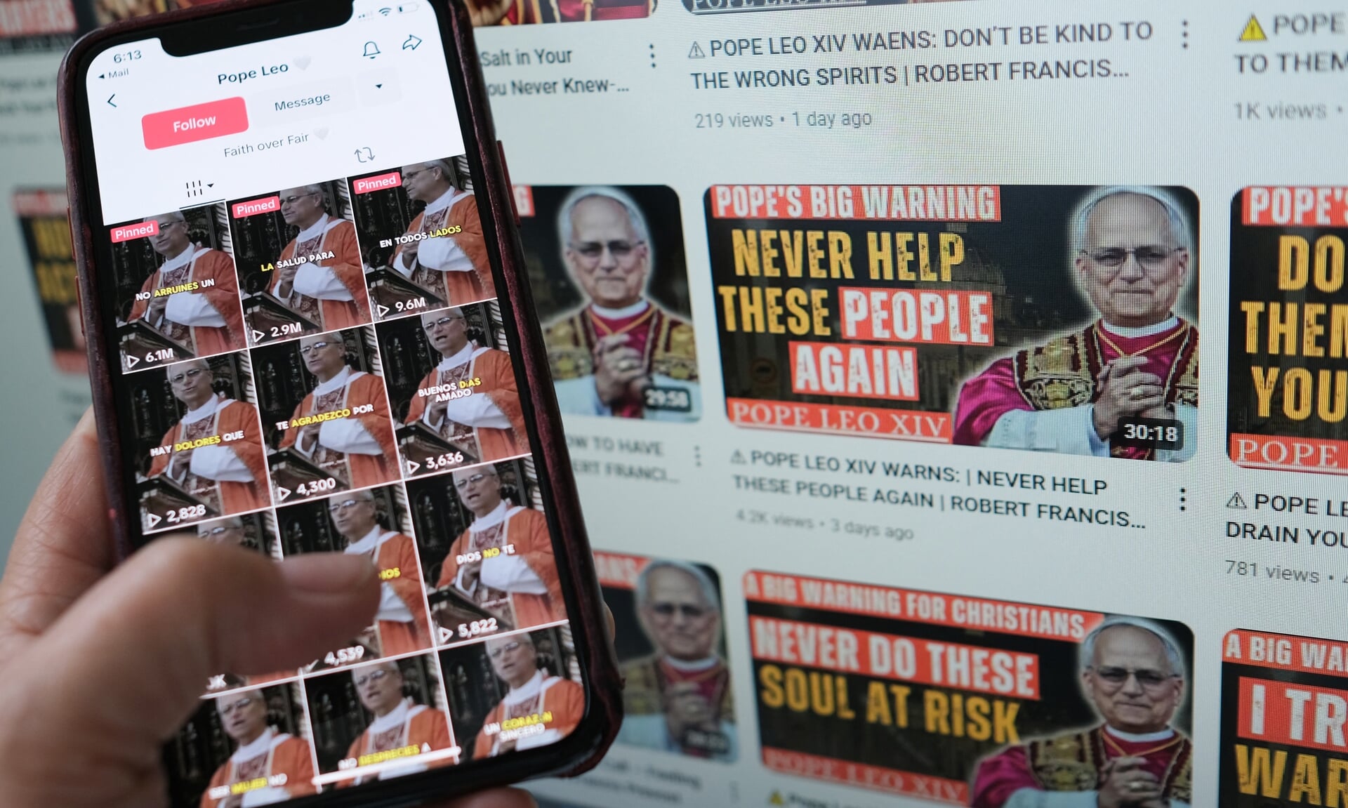 Deepfakes van paus Leo XIV op YouTube en TikTok.