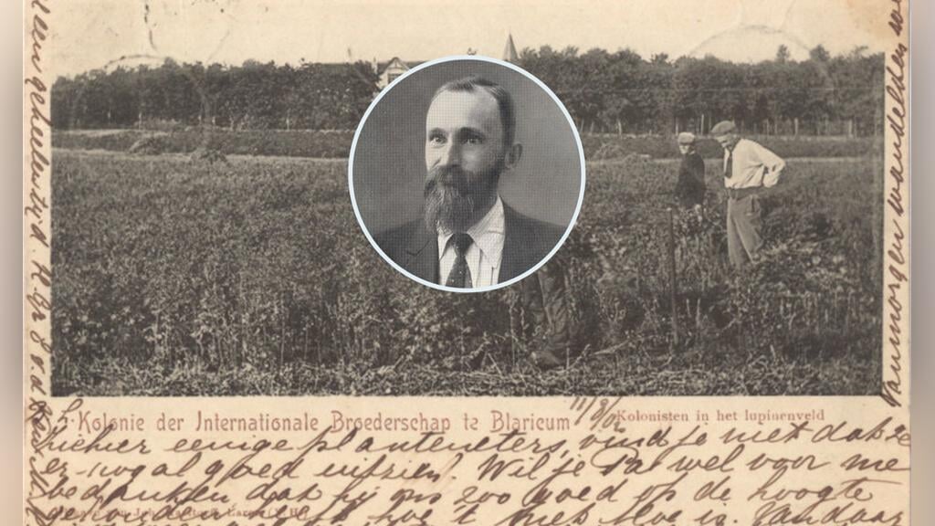 Wiedende bewoners van de kolonie van de Internationale Broederschap in Blaricum. Inzet: Felix Ortt.