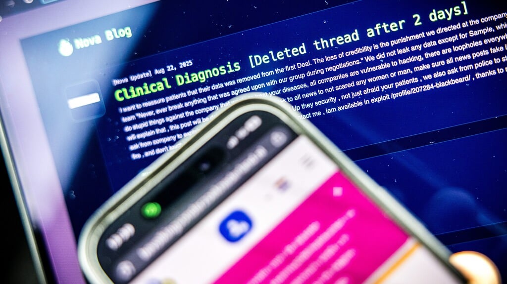 ILLUSTRATIEF - De website op het darkweb van NOVA met de gelekte gegevens van Eurofins, waaronder persoonsgegevens van het Bevolkingsonderzoek. De hackersgroep geeft aan de buitgemaakte gegevens en data te verwijderen. In het lek zaten gegevens van mensen die onder andere een onderzoek naar baarmoederhalskanker, soa of darmkanker hebben laten uitvoeren.