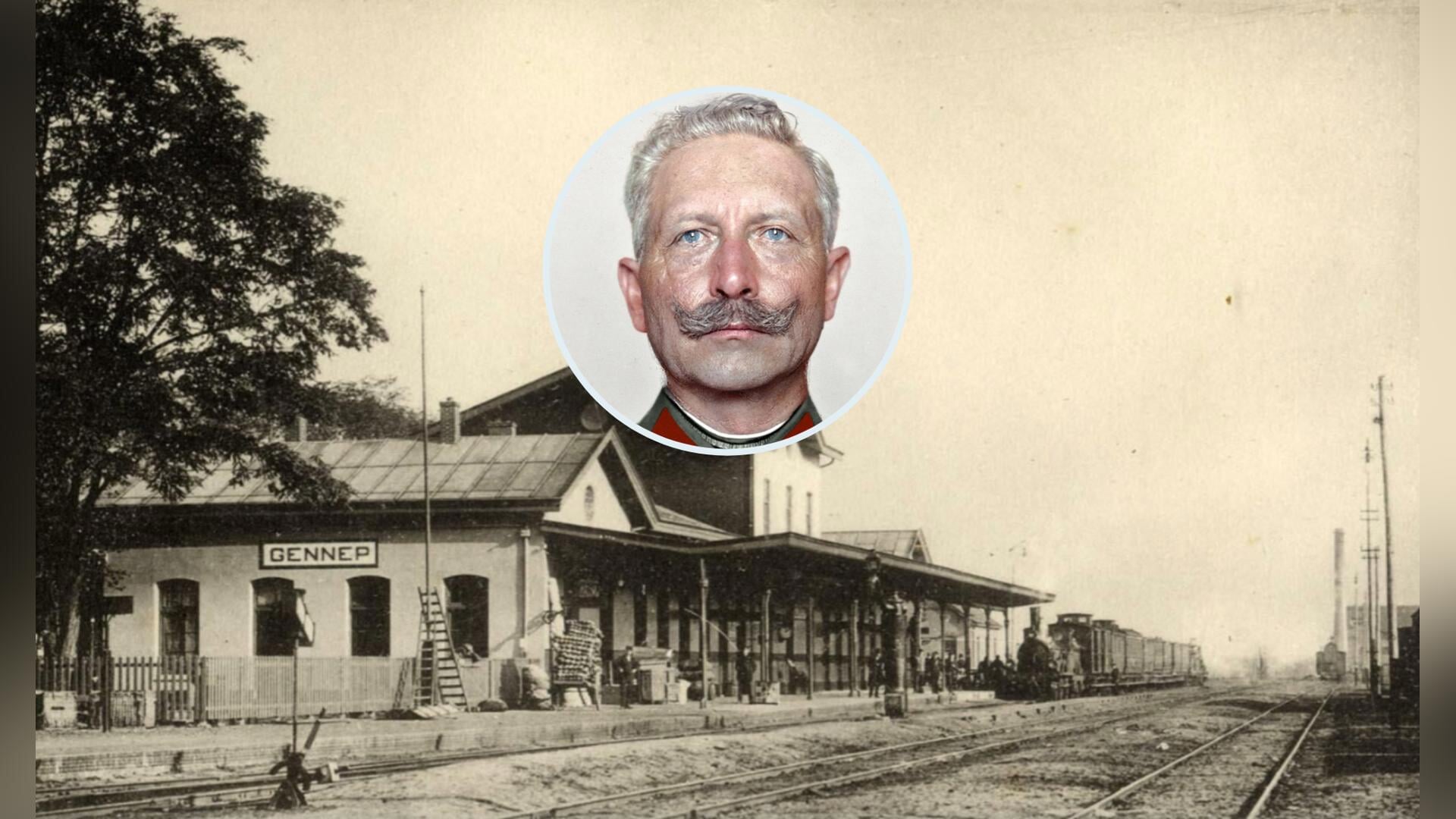 Het treinstation in Gennep waar de Duitse keizer Wilhelm II op 9 november 1907 een blijde mare vernam.