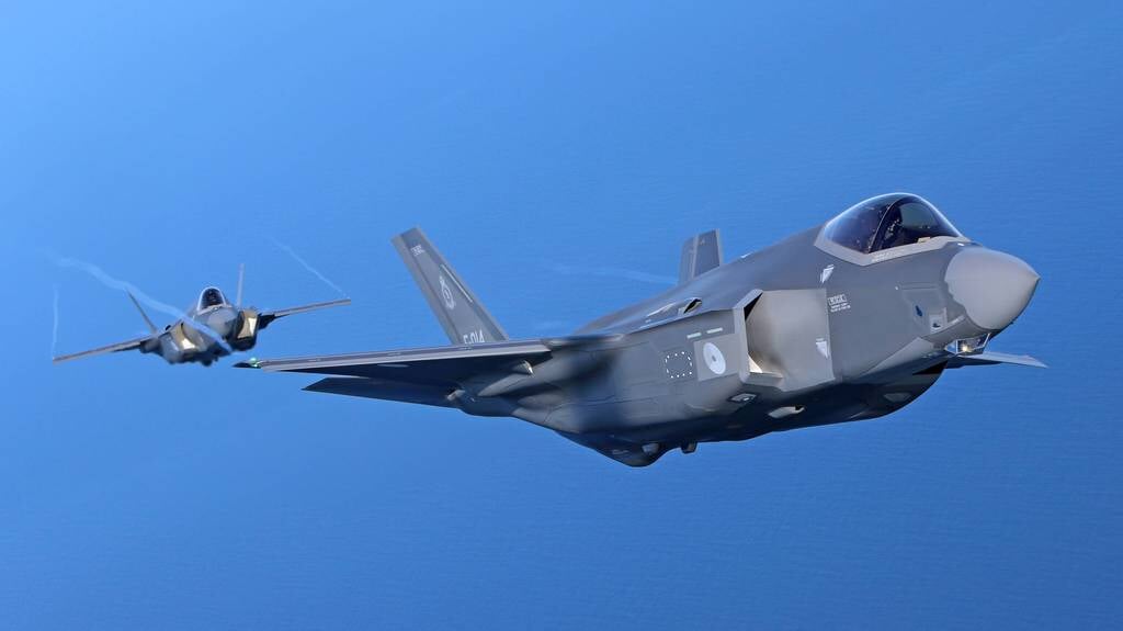 Nederlandse F-35’s bij een militaire oefening boven de Oostzee.