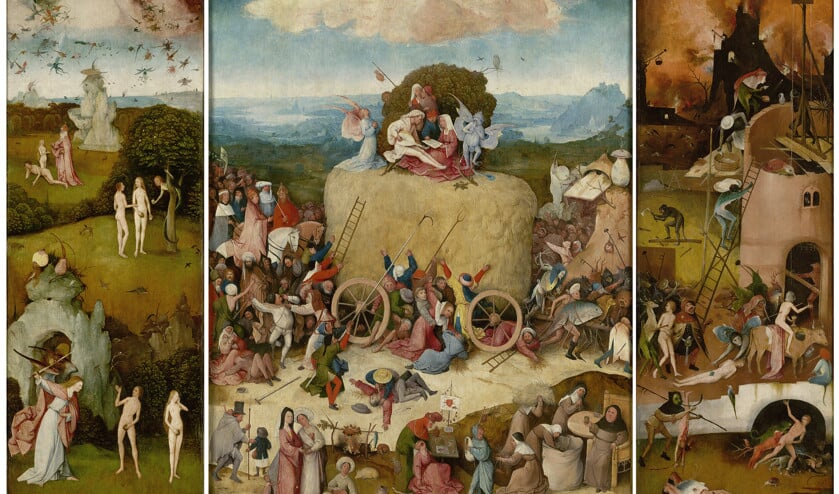 ‘De hooiwagen’, middenpaneel, ca. 1510-16 (Coll. Museo del Prado, Madrid). (rik klein gotink (foto) en robert g. erdmann (beeldverwerking) voor het brcp)