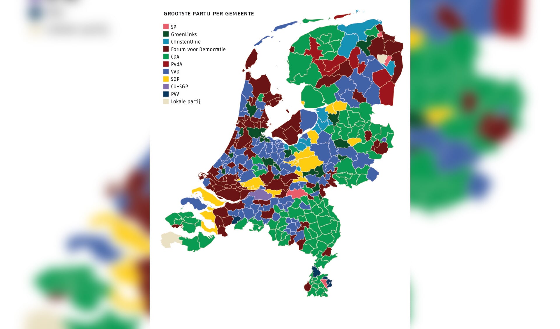 De uitslagen van de Provinciale Statenverkiezingen per gemeente. Het CDA verloor drie Senaatszetels, maar blijft in veel gemeenten de grootste partij.