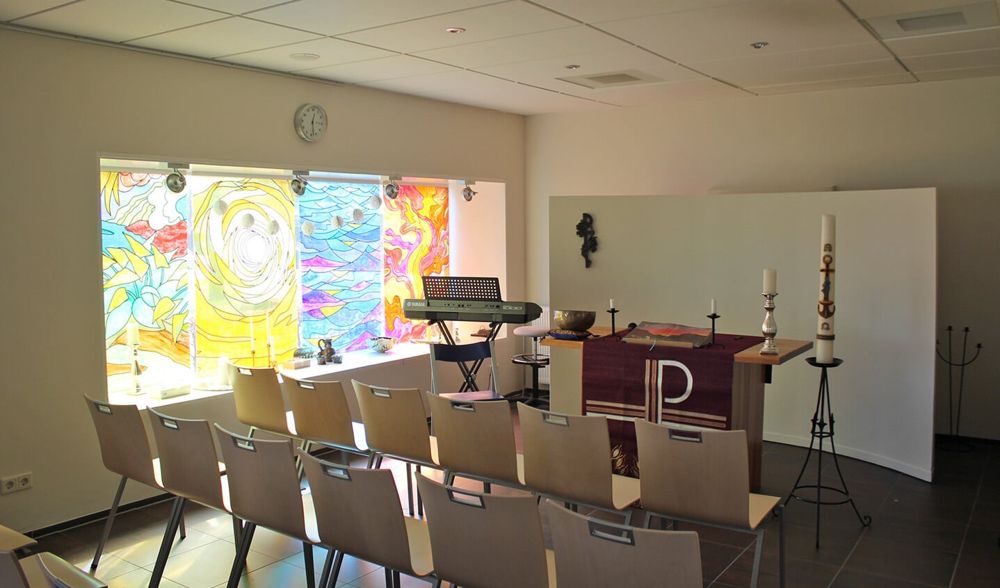 De religieuze ruimte in de tbs-kliniek in Boschoord waar geregeld een kerkdienst wordt gehouden.