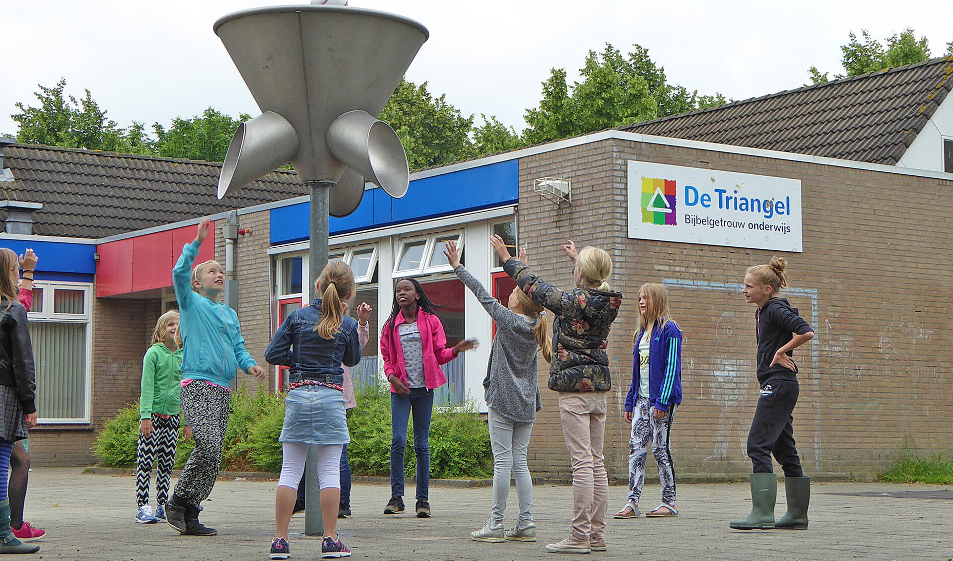 De Triangel in Houten, een van de 25 scholen van scholenkoepel Gereformeerd Primair Onderwijs West-Nederland. Ongeveer de helft van de leerkrachten van de aangesloten scholen staakt donderdag voor beter onderwijs en meer loon.