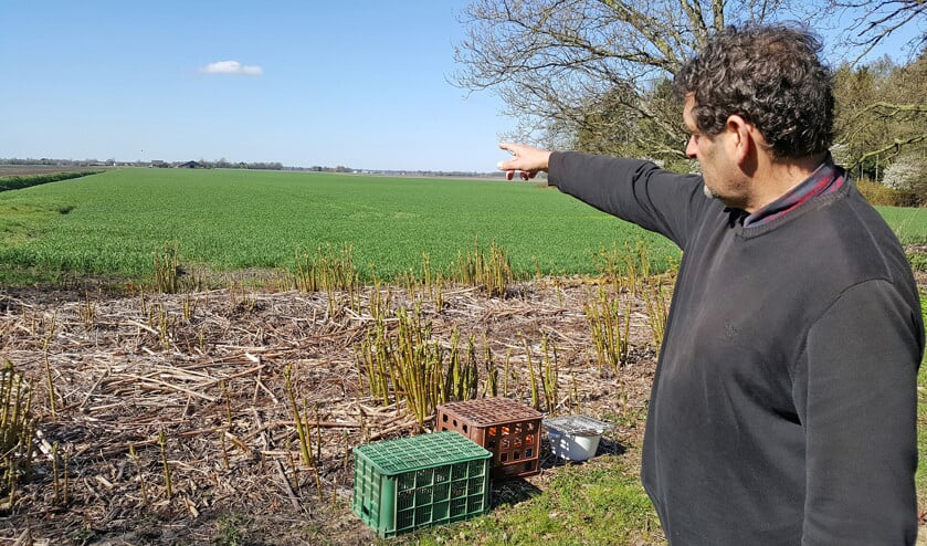 ‘Kijk, daar komen ze te staan’, wijst Fred Ootjers. Het verzet tegen 45 geplande windmolens in de Drentse veenkoloniën begint ‘extremistisch’ te worden. (Roel Kleine)