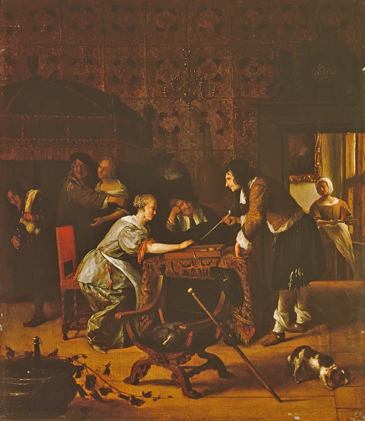 Jan Steen, Trik-trakspel, 1667. (Evert Elzinga en state hermitage museum, st.-petersburg)