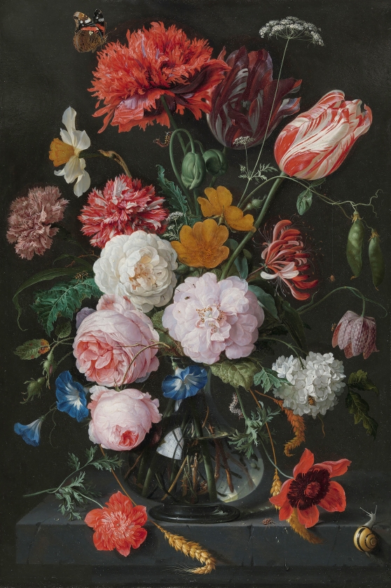 Stilleven met bloemen in een glazen vaas, Jan Davidsz. de Heem (1650-1683). (rijksstudio en kleur en groen / Manon Visser)