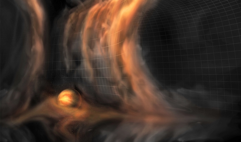 Amerikaanse onderzoekers hebben in een stofschijf rond een ster sporen ontdekt die wijzen op de vorming van drie planeten. Daardoor zijn eerdere waarnemingen rond dezelfde ster bevestigd (S. Dagnello)