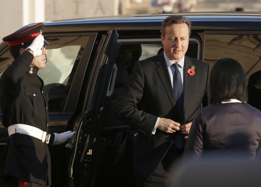 De Britse premier David Cameron, bij aankomst op de jongste Europese top over het vluchtelingenvraagstuk, vorige maand op Malta. (ap / Alessandra Tarantino)
