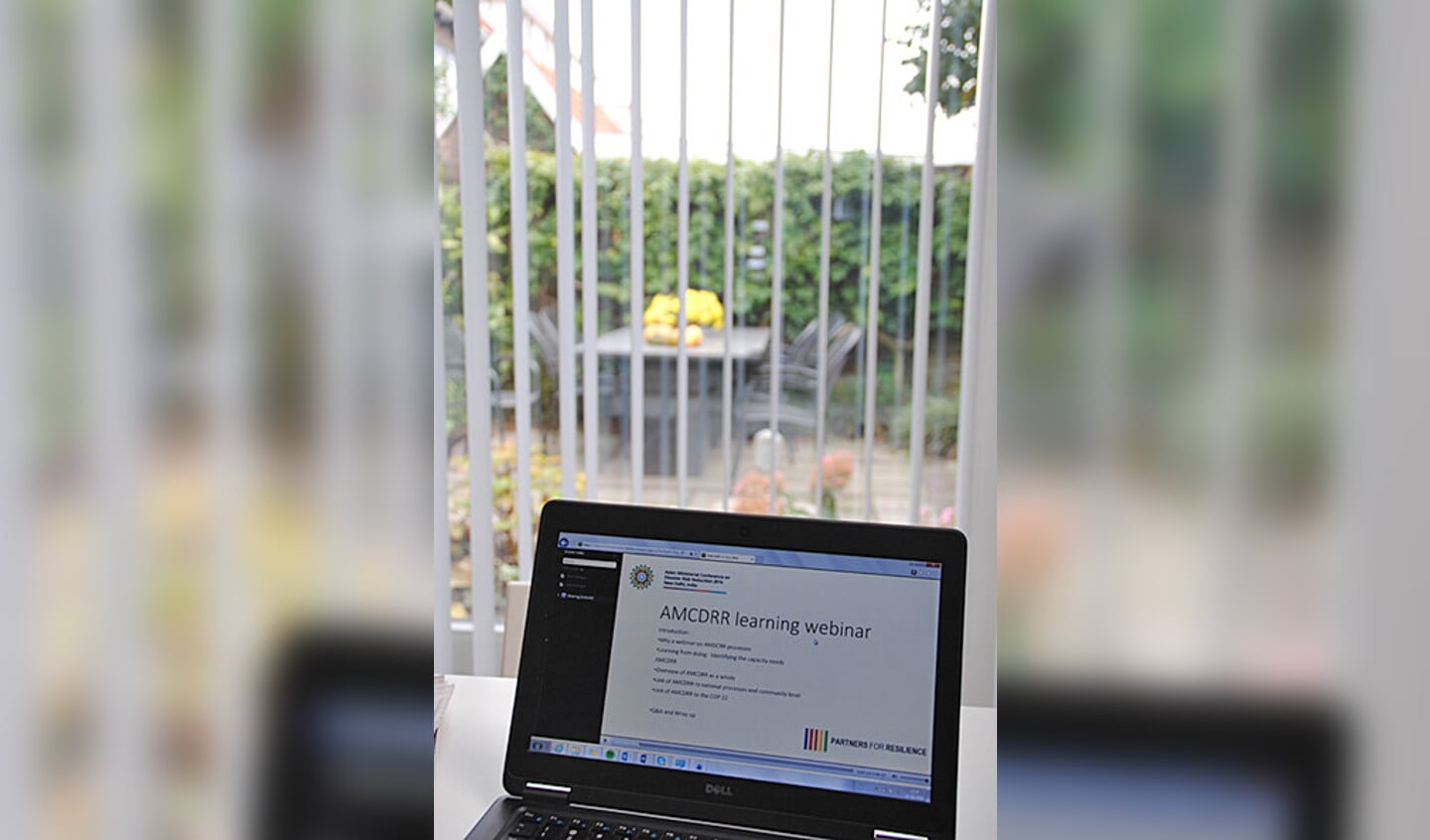 In deze door hem gemaakte foto laat Reinier van Hoffen zien waarom hij het liefste thuis werkt: uitzicht op de achtertuin.