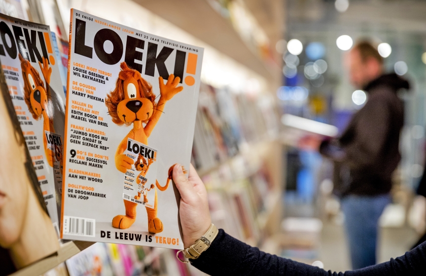 Loeki de Leeuw was jarenlang de mascotte van de STER-reclame op de publieke omroep. In 2016 werd het filmpoppetje geëerd met een glossy. (anp / Robin van Lonkhuijsen)