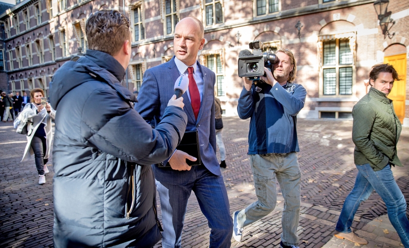ChristenUnie-leider Gert-Jan Segers in oktober jaar, na een overleg met premier Rutte over de uitslag van het Oekraïne-referendum. (anp / Jerry Lampen)