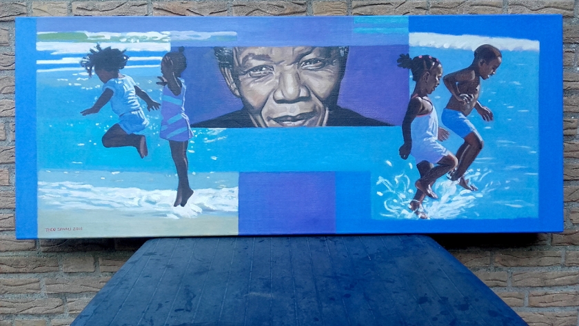 Nog te zien t/m 23 oktober in de Willibrorduskerk in Deurne: onder meer dit schilderij ‘Water’ van Theo Spaaij. (Theo Spaaij)