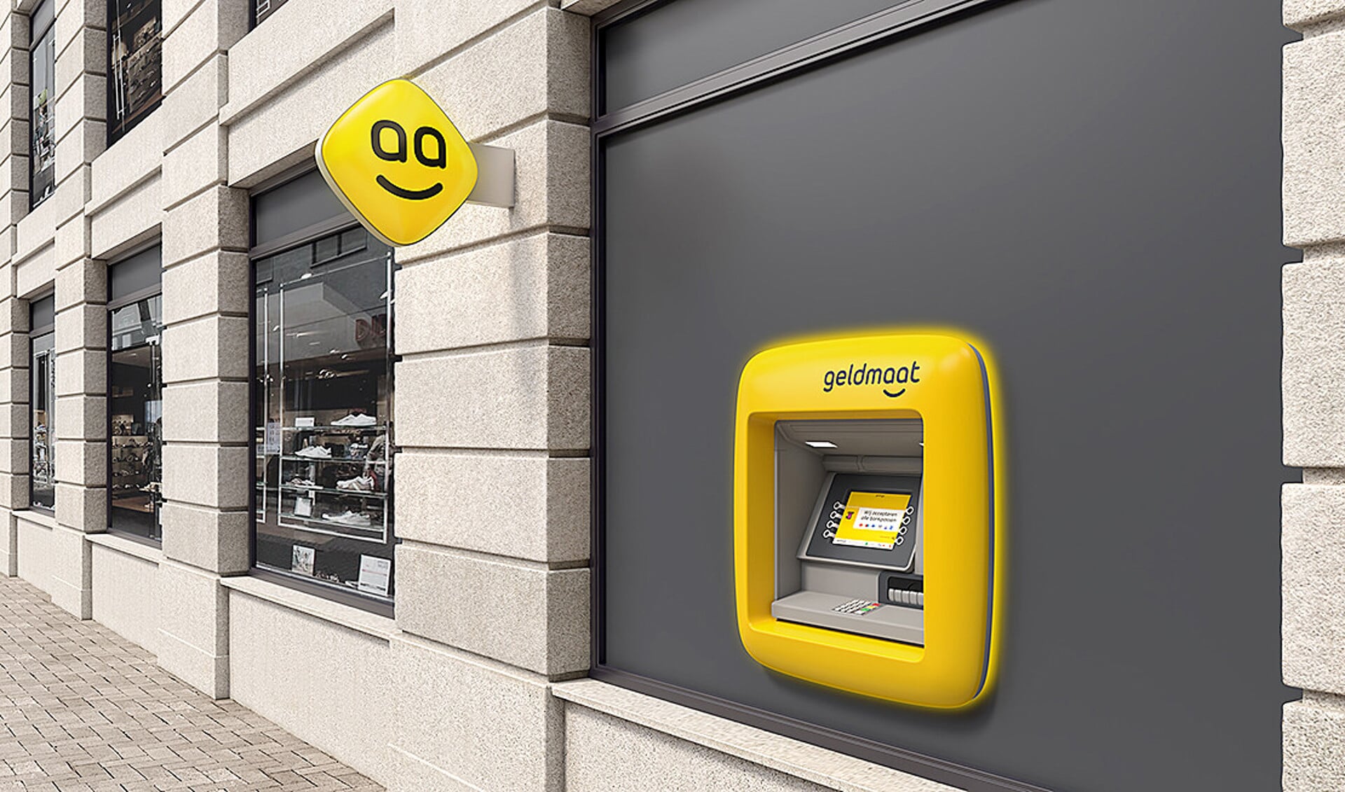 ING, Rabobank en ABN Amro presenteren de ‘merkloze’ geldautomaat.