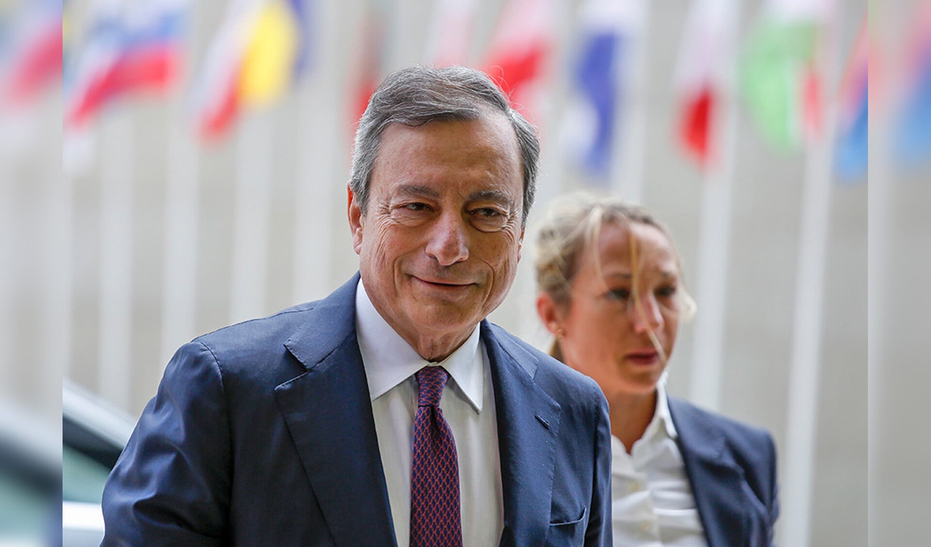 Mario Draghi bij de Eurogroep-bijeenkomst in Luxemburg vorige week.