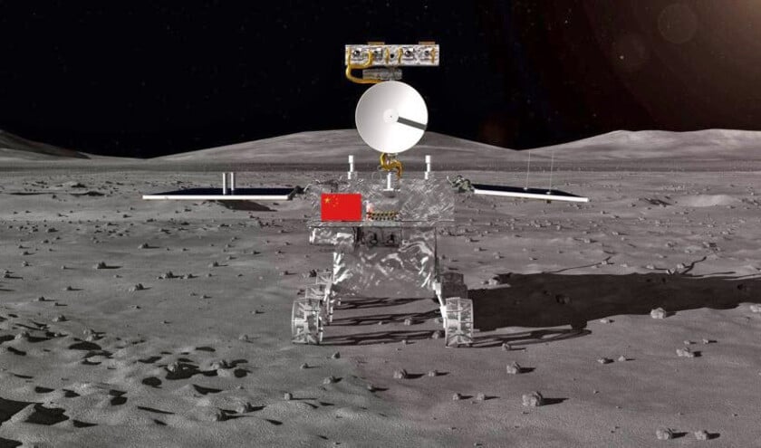 Een impressie van de Chang’E-4 maanlander. (china aerospace science and technology coorporation (casc))
