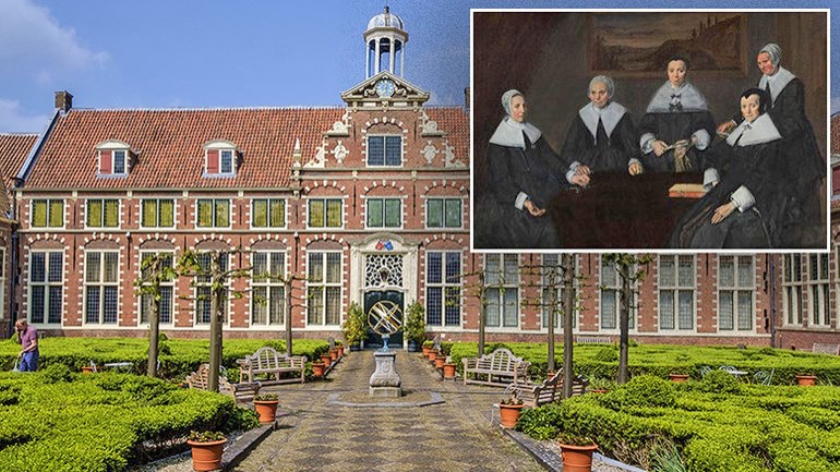 Het Frans Hals Museum en een van de gerestaureerde schilderijen waarop haren aangetroffen zijn die mogelijk van Frans Hals waren. (frans hals huseum / shutterstock)