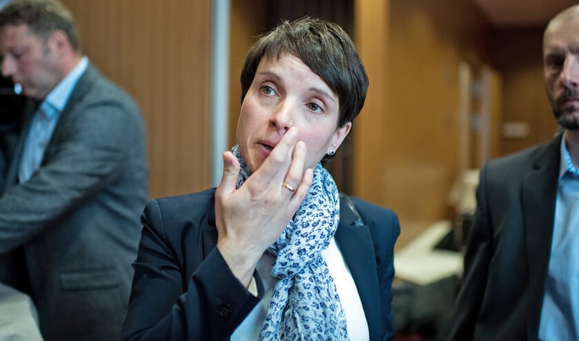 Volgens deskundigen wil Frauke Petry naar de politieke top, en die bereik je – zeker in Duitsland – niet met ideeën die aanschurken tegen extreemrechts. (ap / Bernd von Jutrczenka)