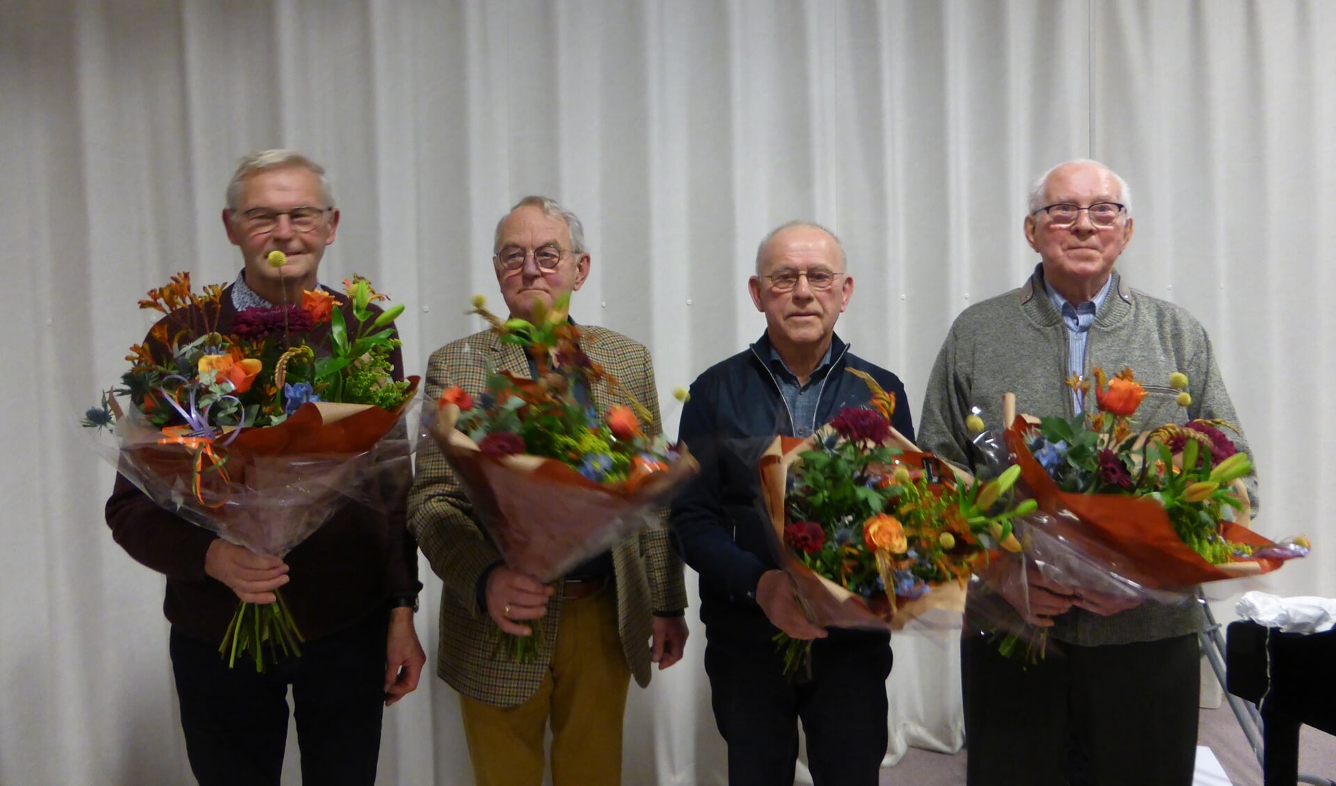De jubilarissen van 2021, v.l.n.r. Henk Petter Jan v.d. Bosch Kor Brus en Minne Bosma 