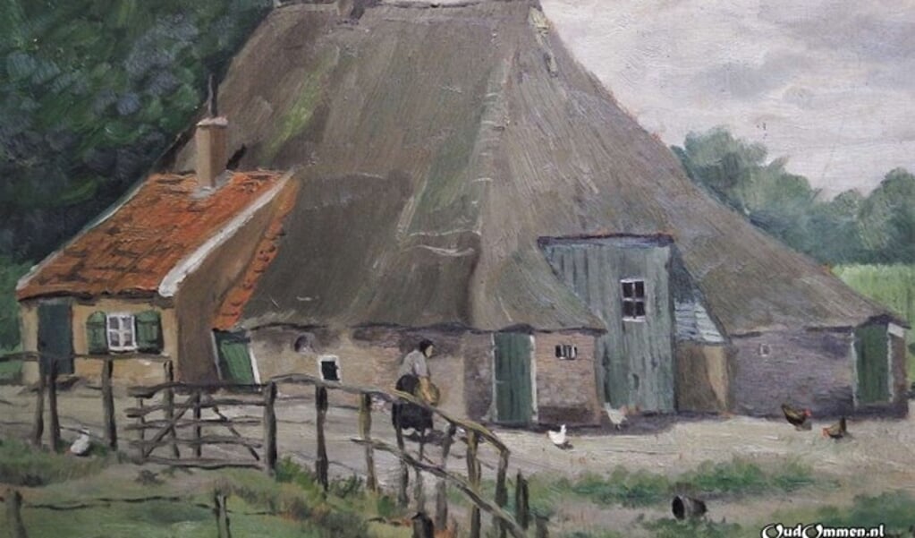 Schilderij van een boerderijtje in Besthmen van de familie Stokvisch, gemaakt in 1941 door de kunstschilder Gerard Menken (1911-2004).