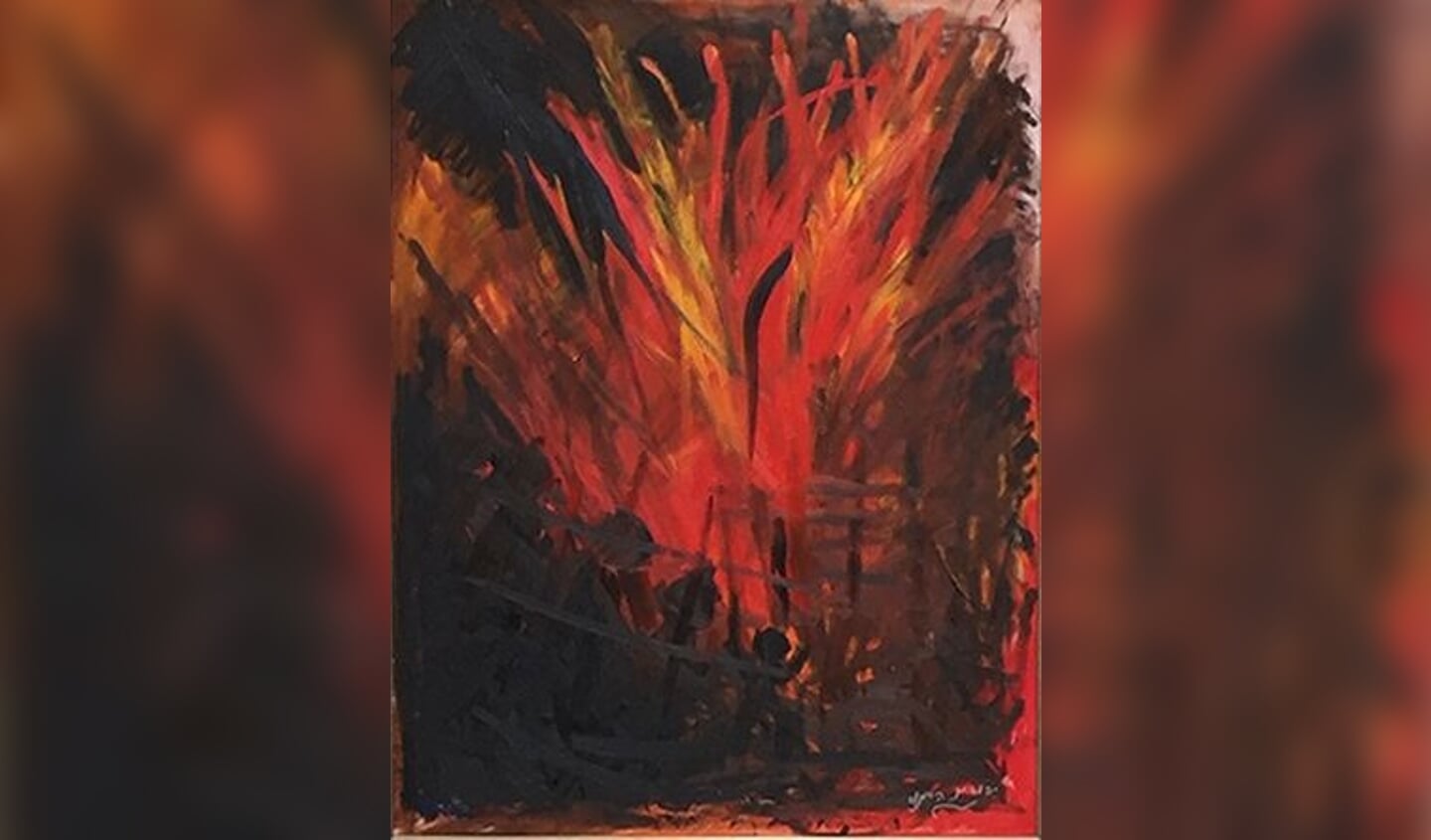Het schilderij 'fire' van Yehudith Heymans-Gudema 