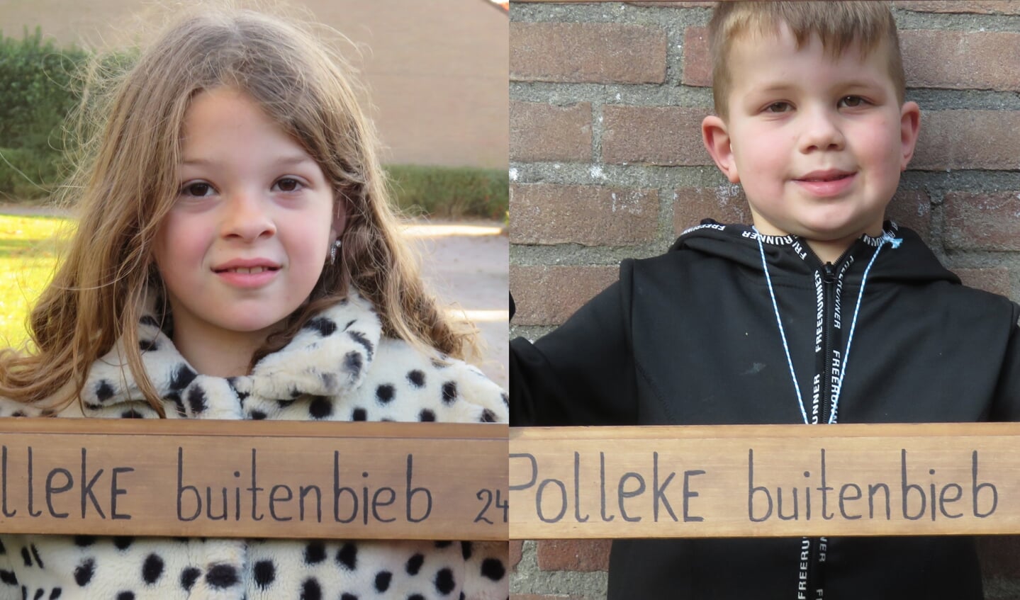 De winnaars van de kleurwedstrijd van Buitenbieb Polleke, Manoah en Micha Smit.