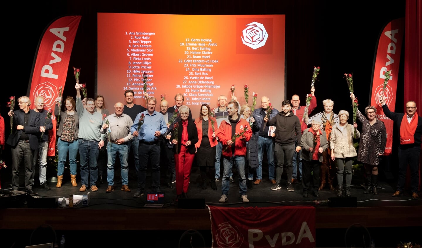 Een groot deel van de PvdA-kandidaten bij elkaar. 
