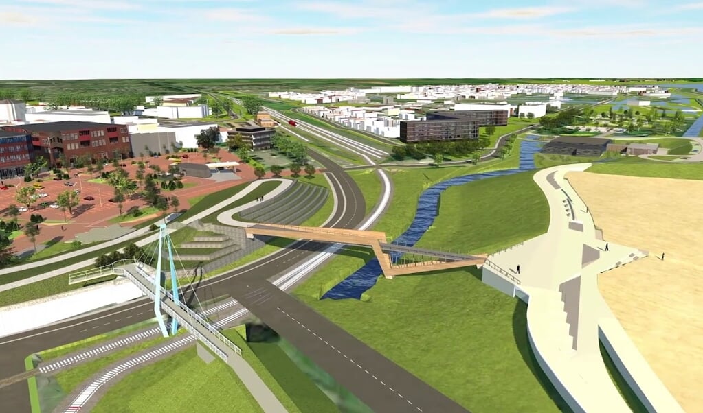 De nieuwe boulevard met het stadsstrand in Delfzijl (illustratie gemeente Eemsdelta).