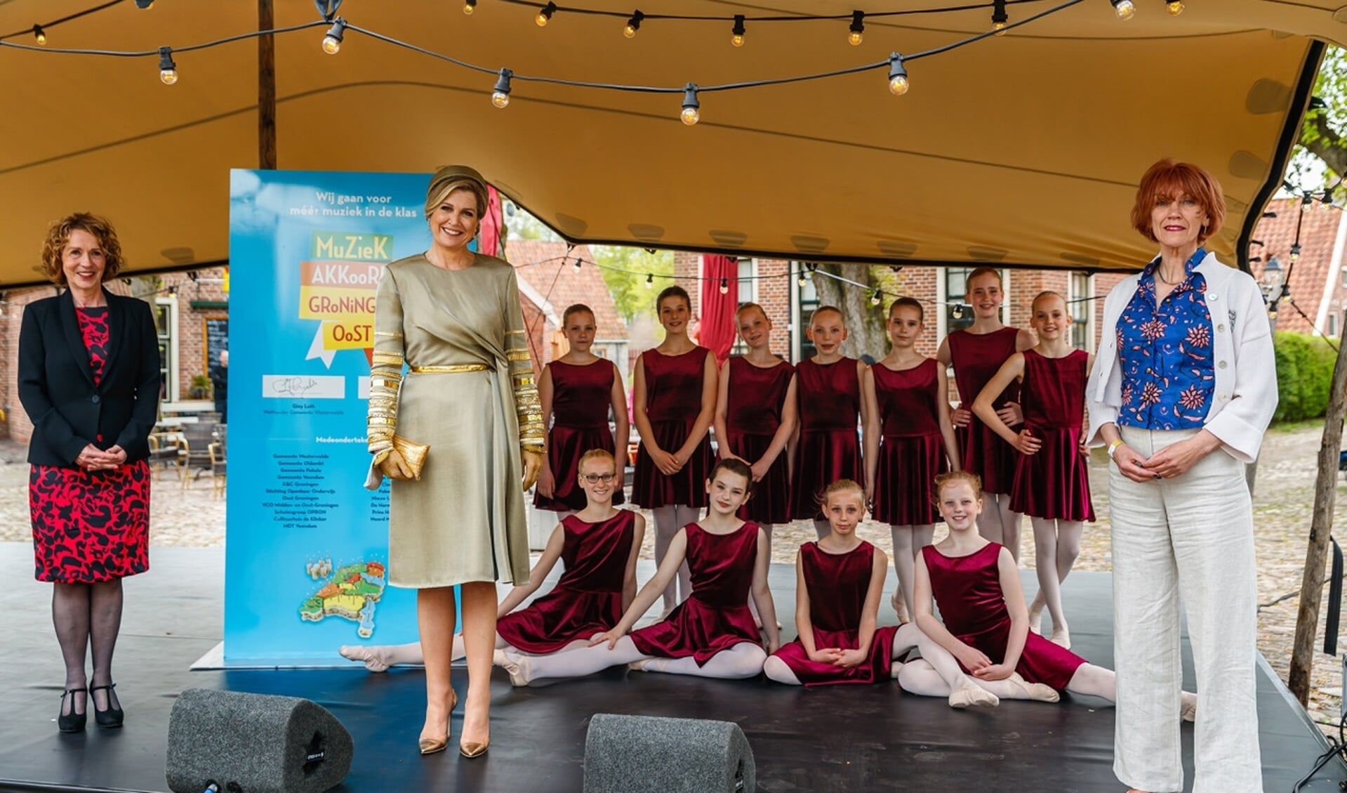 Koningin Máxima in Bourtange, bij de ondertekening van het MuziekAkkoord Groningen-Oost.  