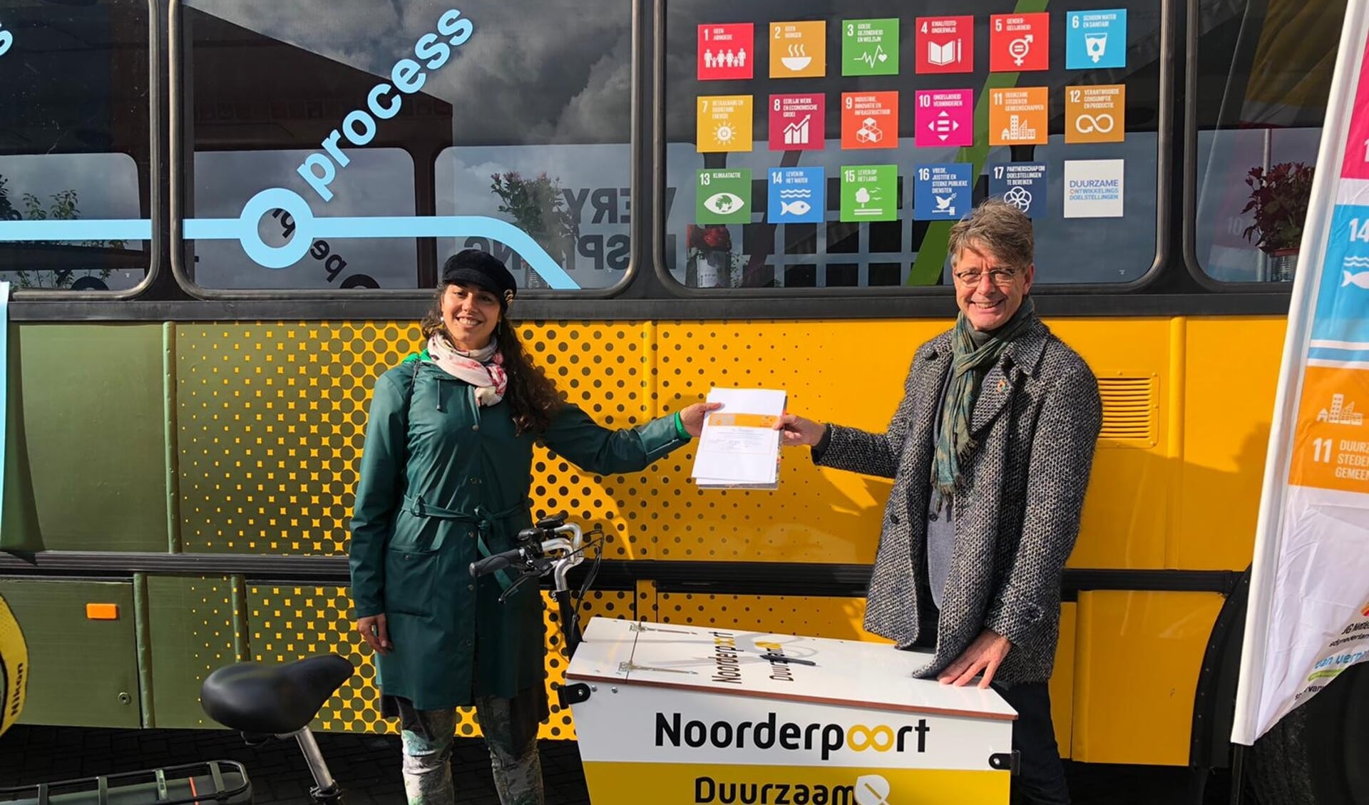 Bestuursvoorzitter Wim van de Pol tekende eerder namens Noorderpoort de SDG charter van de Verenigde Naties. (eigen foto)