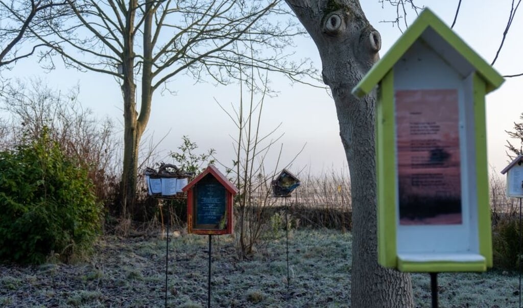 De huisjes zijn bedoeld om een zelfgemaakt gedicht een mooie plek te geven. (foto: Biblionet Groningen)