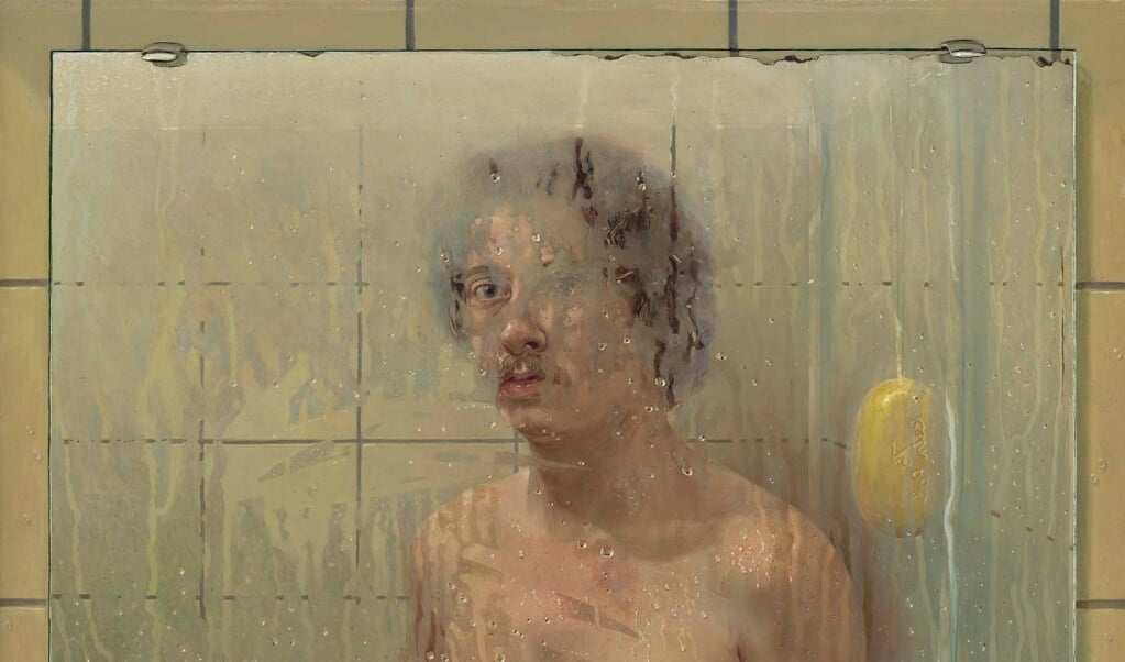 Een zelfportret van Rein Pol in de badkamerspiegel.